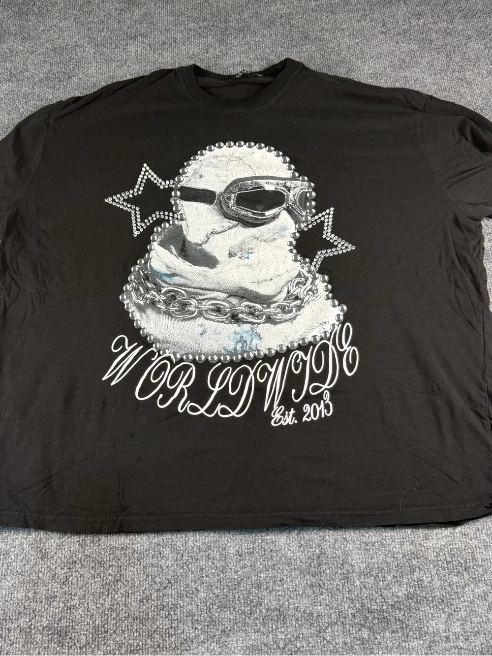 BoohooMAN Worldwide Graphic Tee Black XXXL Oversized Streetwear